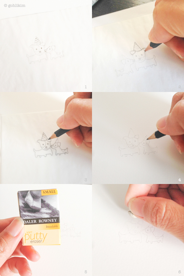 transfer drawing to watercolor paper