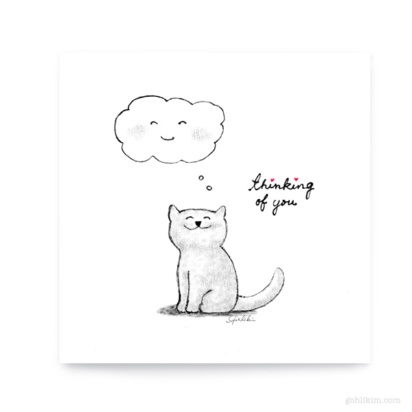 cat thinking of you card