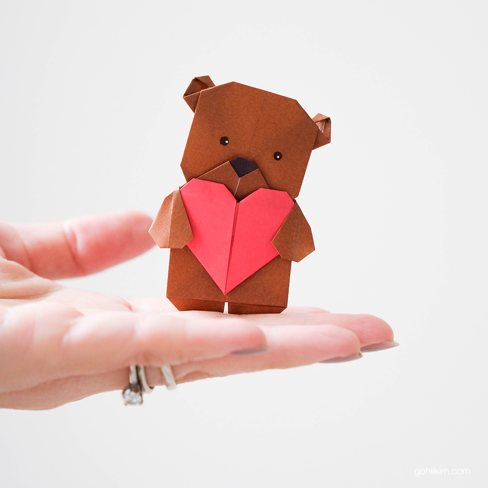 Origami Bear with paper heart
